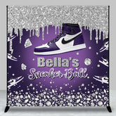 Lofaris Custom Purple Silver Sneaker Ball Backdrop For Girl